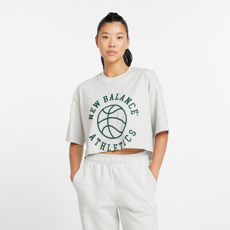 NEW BALANCE - Camisa Tshirt Marca New Balance Oversized 550 Gris Mujer