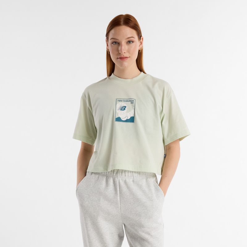 NEW BALANCE - Camisa Tshirt Marca New Balance Relaxed 550 Verde Mujer