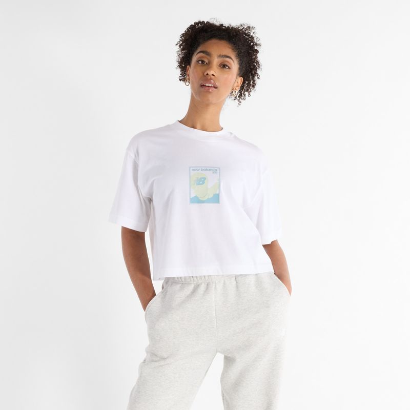 NEW BALANCE - Camisa Tshirt Marca New Balance Relaxed 550 Blanco Mujer