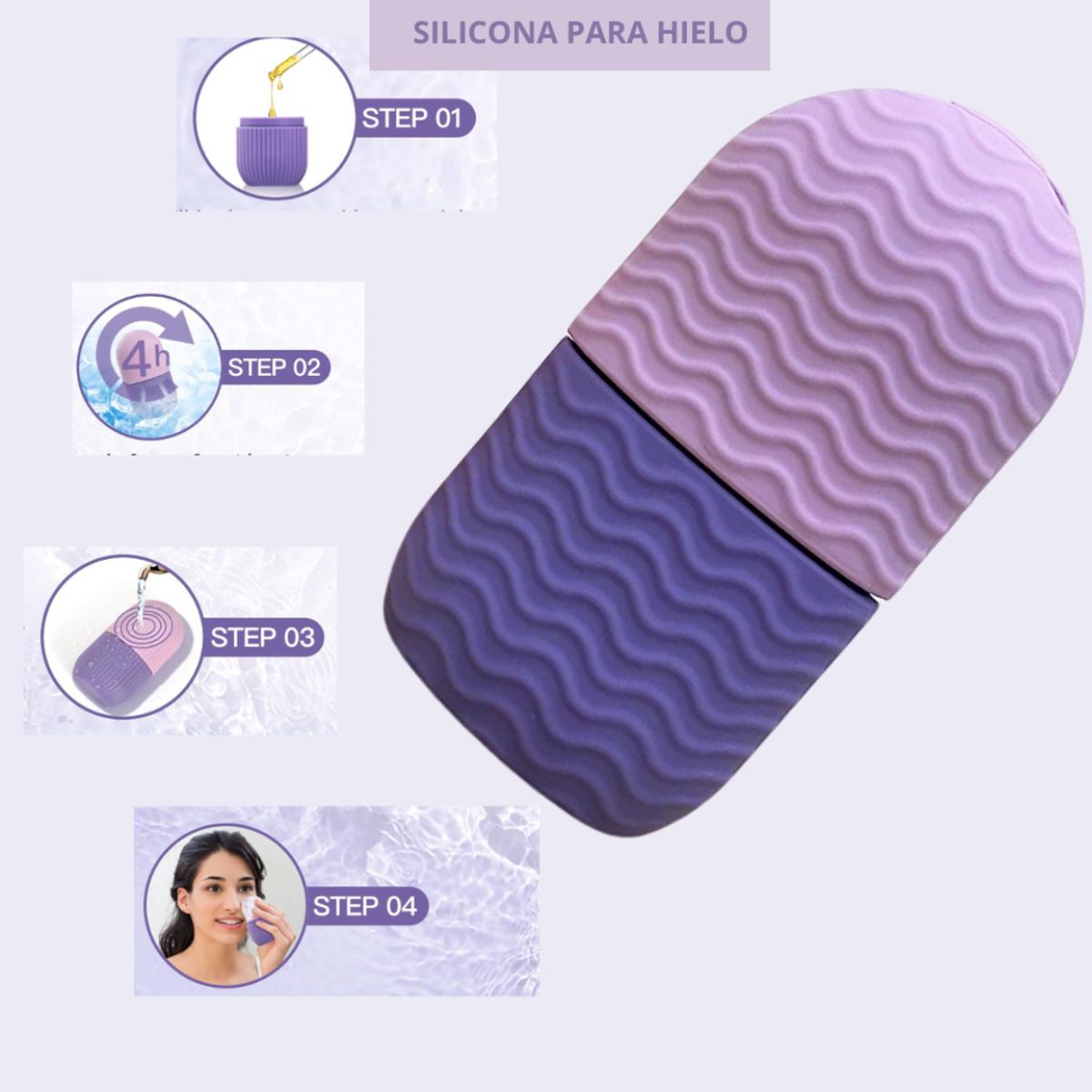 GENERICO - Molde Facial De Silicona Morado Para Terapia De Hielo Y Masaje