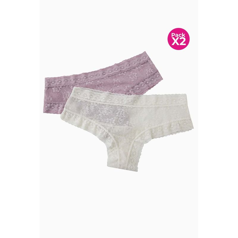 LILI PINK - Panty tipo brasilera confeccionado en malla paquete x2