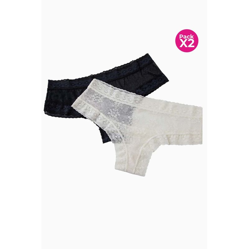 LILI PINK - Panty tipo brasilera confeccionado en malla paquete x2