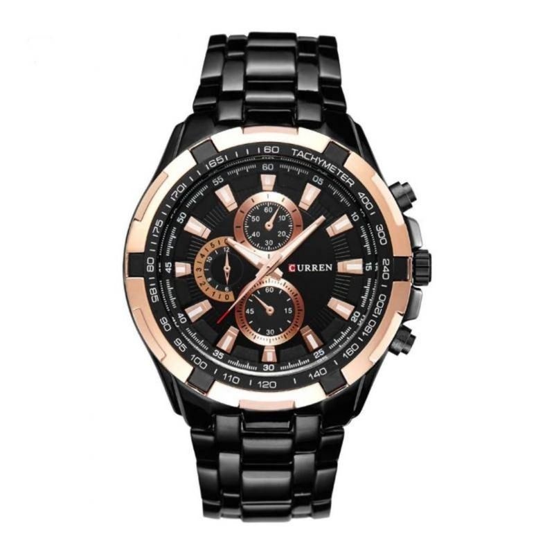 CURREN - Reloj Análogo Curren KRE02012001 para Hombre Acero Color Negro-Oro Rosa