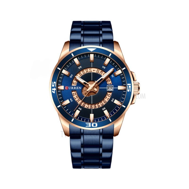CURREN - Reloj Análogo Curren Original KREc7803 para Hombre Acero Color Azul y Dorado
