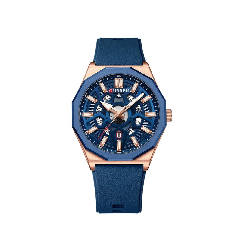 CURREN - Reloj Análogo Curren Deportivo KREd8504 para Hombre Acero Azul y Dorado