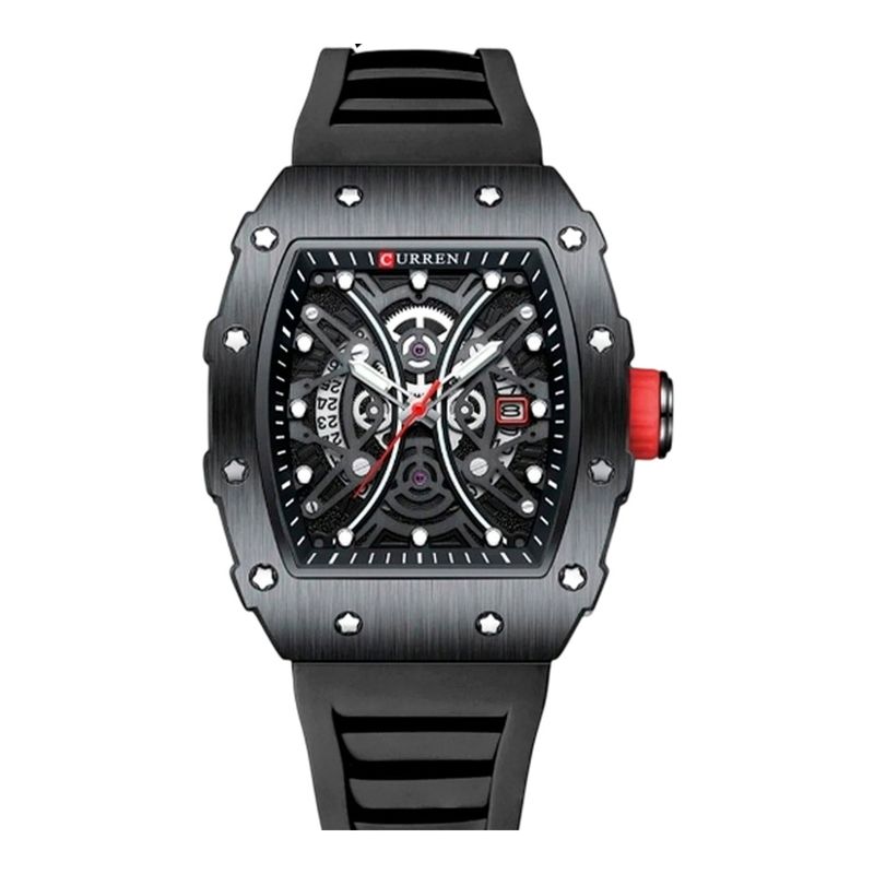 CURREN - Reloj Análogo Curren Original KRED8004 - 8438 Silicona Color Negro para Hombre
