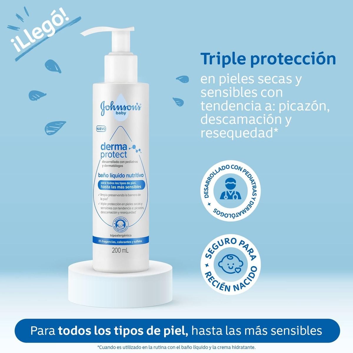 JOHNSON'S BABY - Baño Líquido Bebé JOHNSONS Derma Protect 200ml