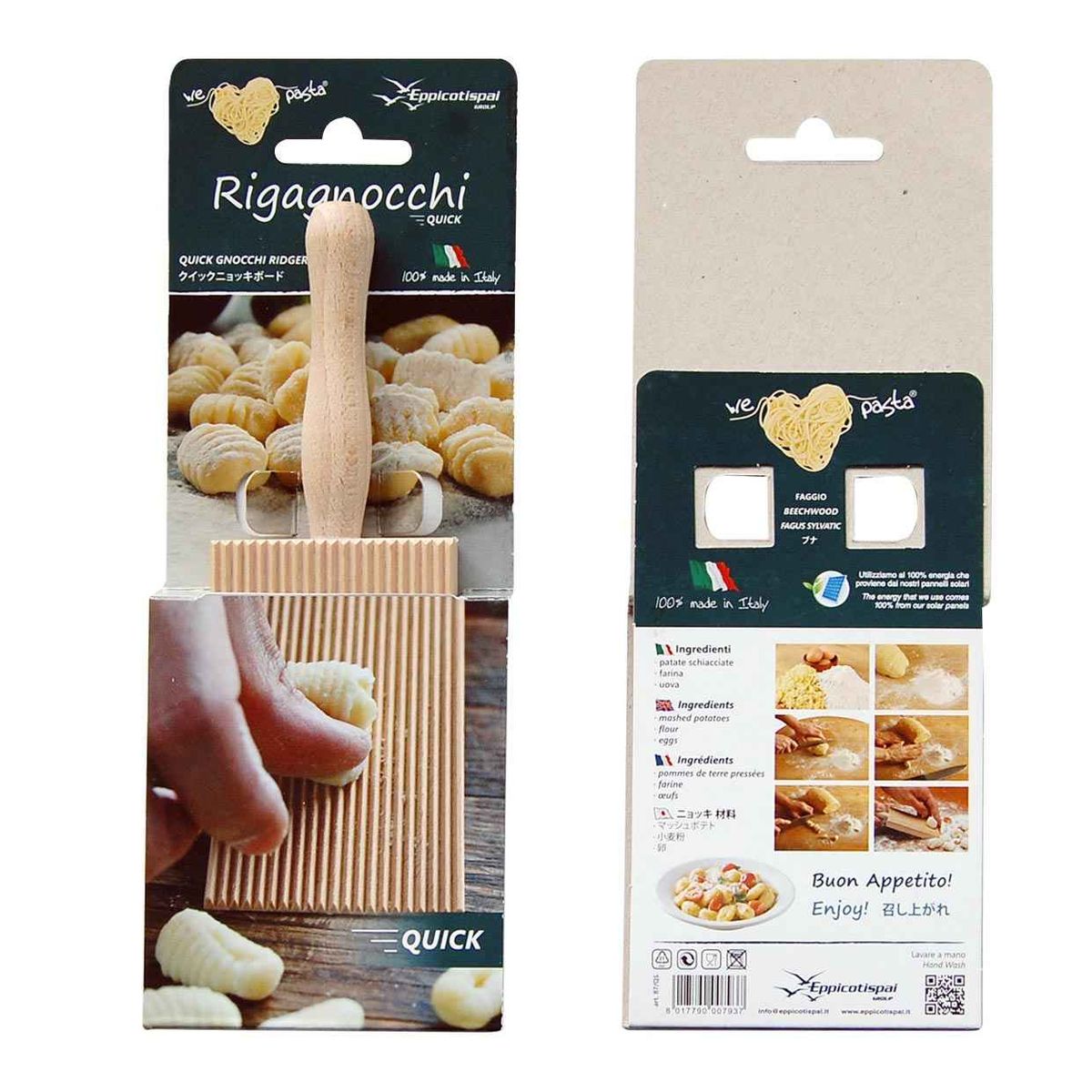 EPPICOTISPAI - Pelador rápido de ñoquis y paleta de madera -Eppicotispai