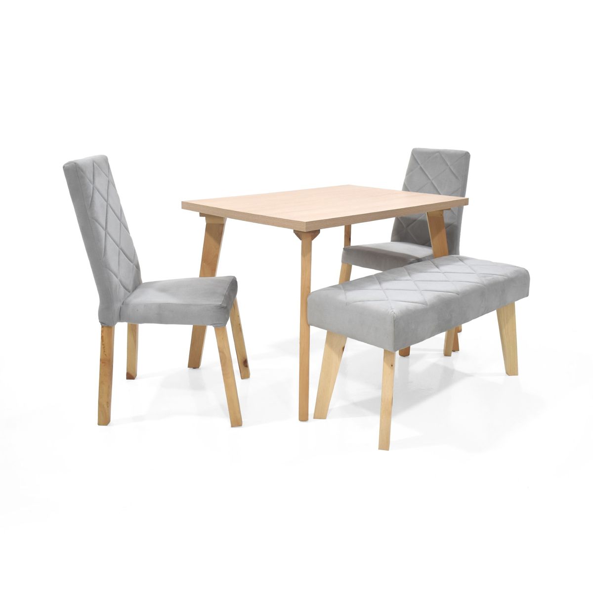VENECIA - Set de Comedor 4 Puestos Lugo Matiz Sillas y Butaco Liverpool Color Plata_.