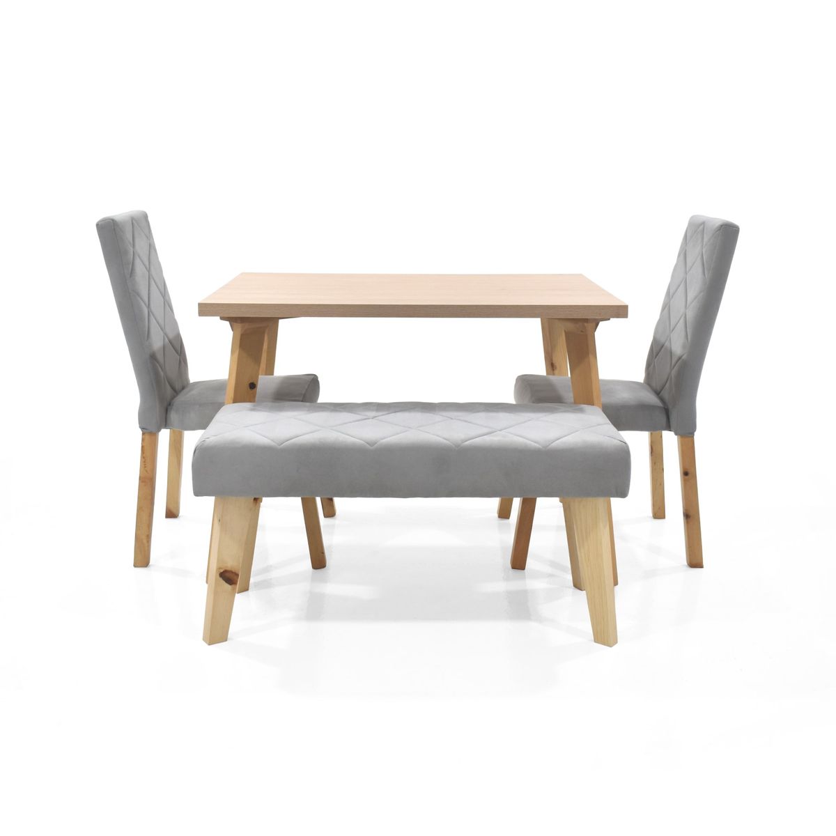 VENECIA - Set de Comedor 4 Puestos Lugo Matiz Sillas y Butaco Liverpool Color Plata_.