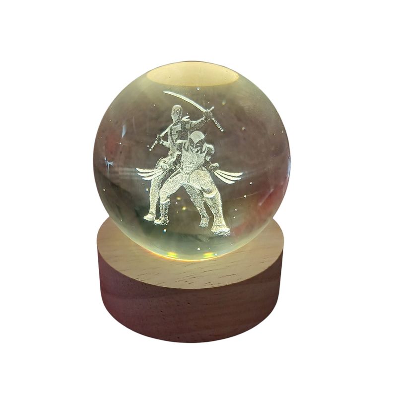 INFANTILES CAJUROMIX - Furia Roja  Lámpara Esférica 3D con Base de Madera