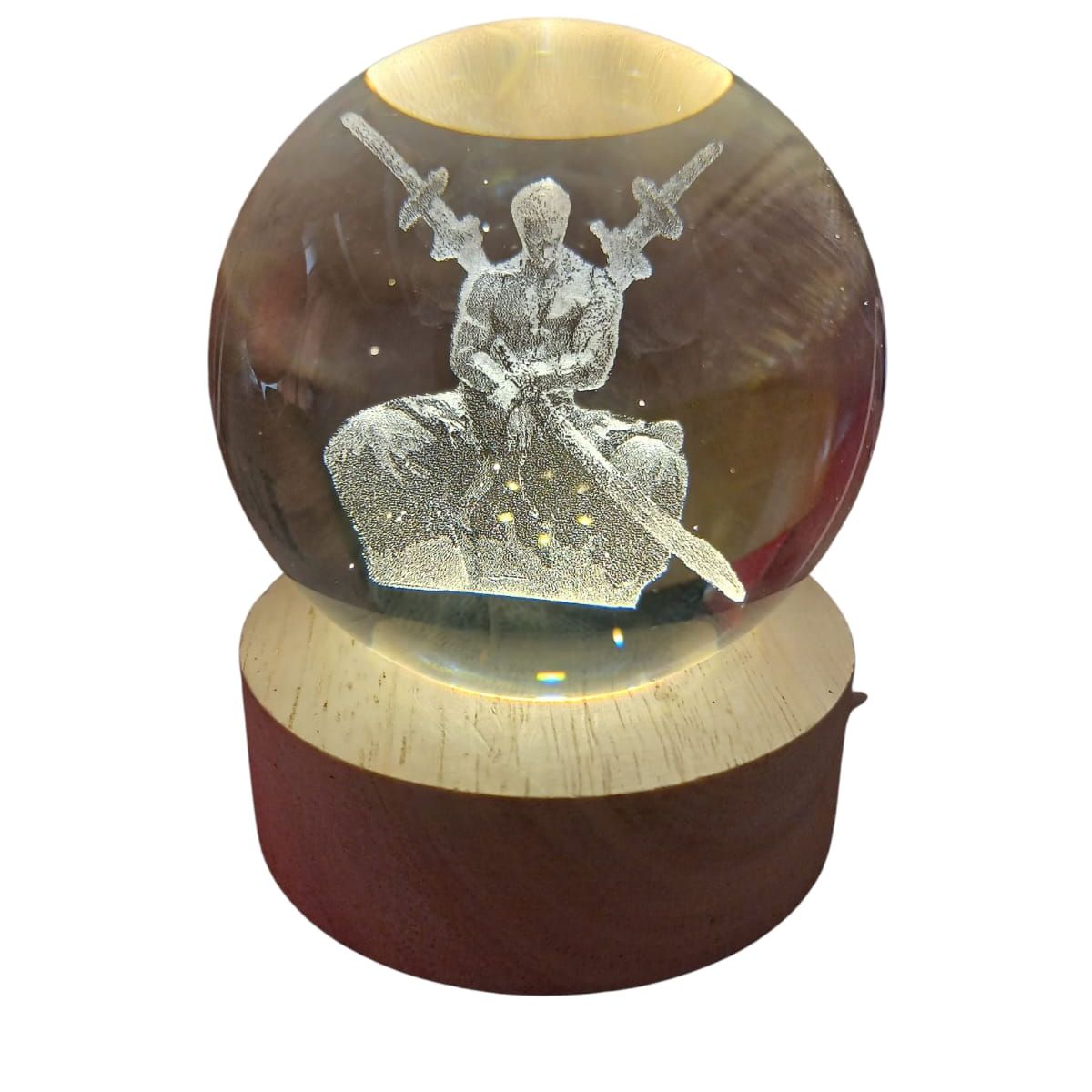 GENERICO - Espadas Gemelas  Lámpara Esférica 3D con Base de Madera