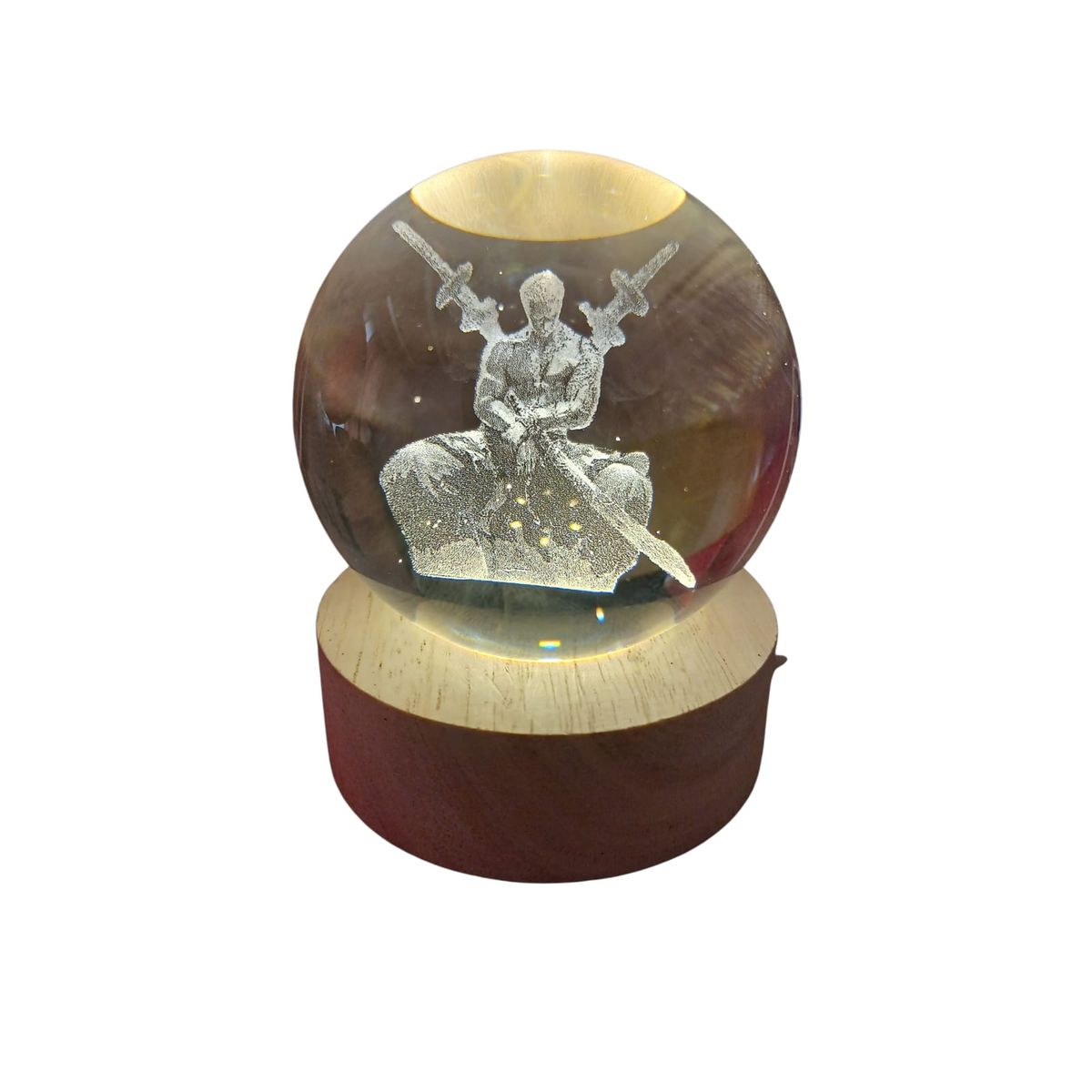 GENERICO - Espadas Gemelas  Lámpara Esférica 3D con Base de Madera