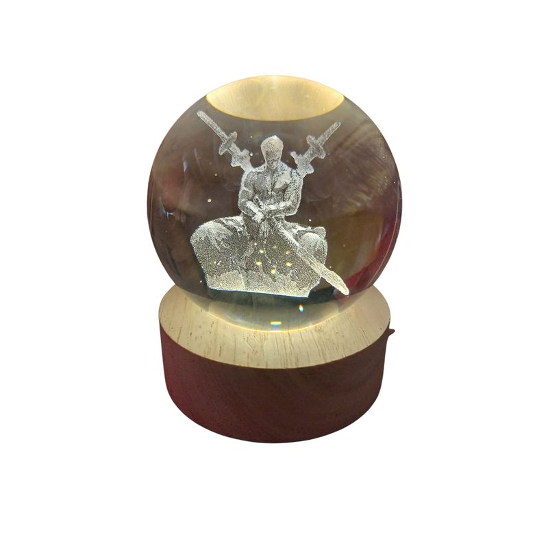 GENERICO - Espadas Gemelas  Lámpara Esférica 3D con Base de Madera