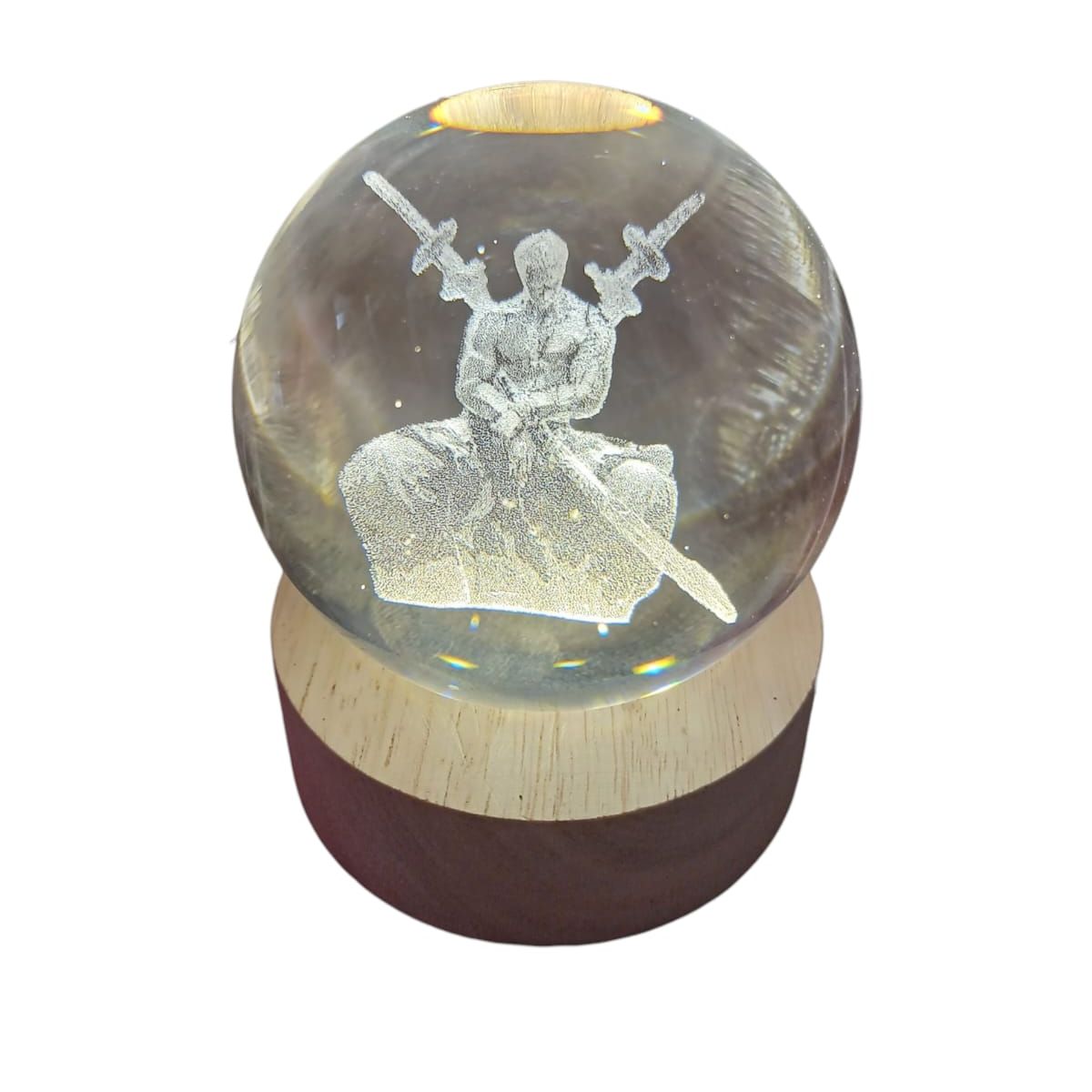 GENERICO - Espadas Gemelas  Lámpara Esférica 3D con Base de Madera