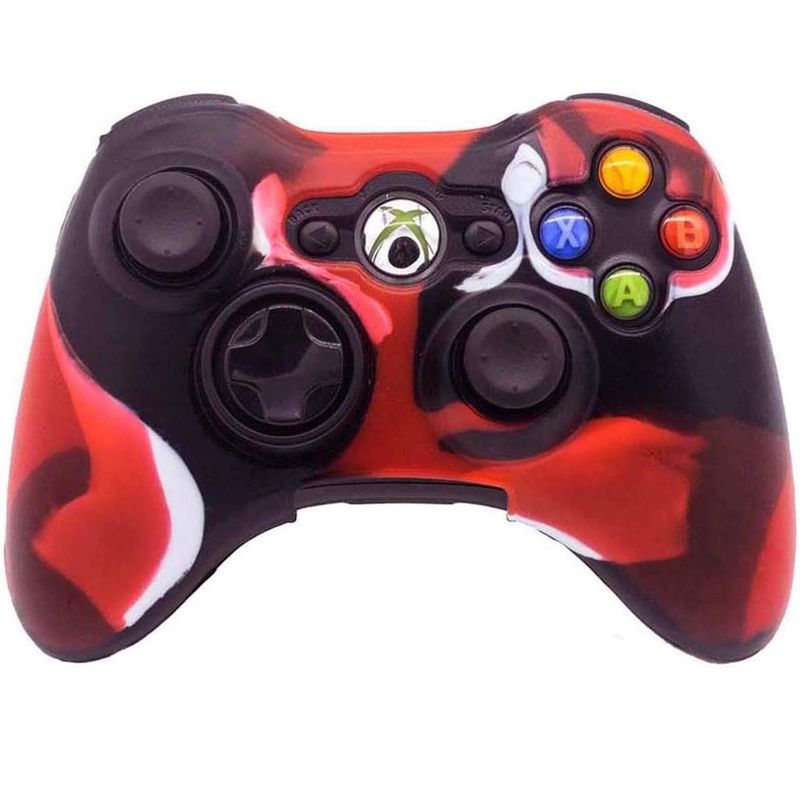 GENERICO - FUNDA FORRO PROTECTOR CONTROL MANDO XBOX 360 ROJO VETAS NEGRAS