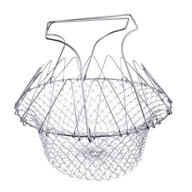GENERICO - ESCURRIDOR PLEGABLE EN ACERO INOXIDABLE CESTA DE MALLA