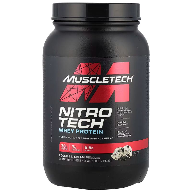 MUSCLETECH - Proteína con creatina Nitro-Tech Whey 2libras Cookies and Cream