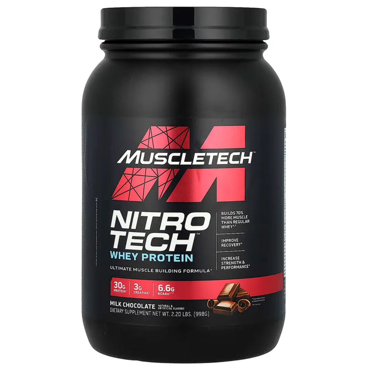 MUSCLETECH - Proteína con creatina Nitro-Tech Whey 2libras Chocolate