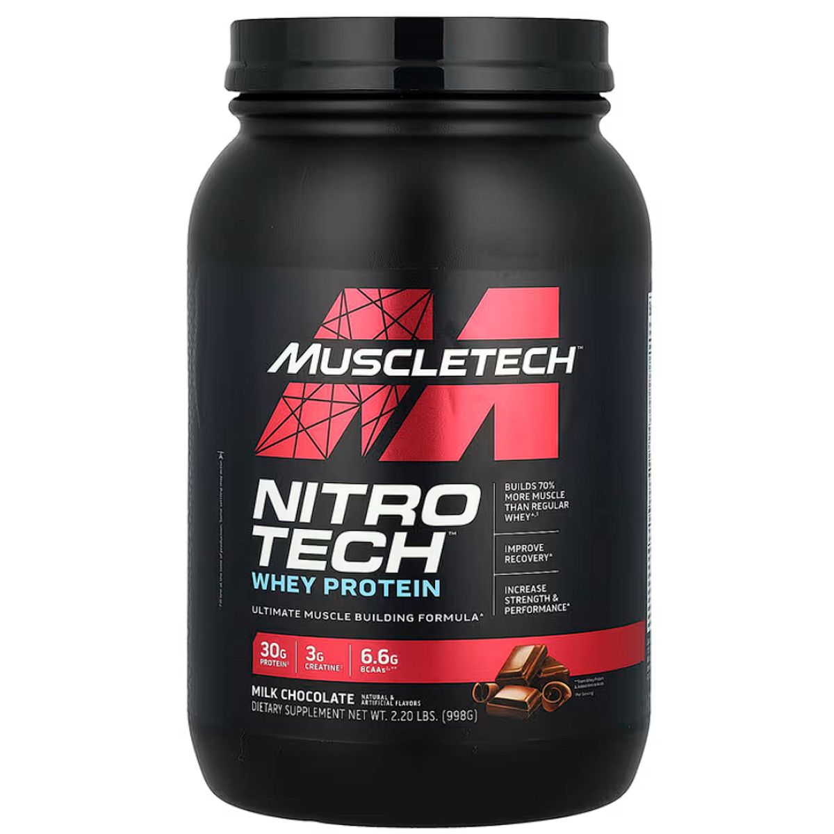 MUSCLETECH - Proteína con creatina Nitro-Tech Whey 2libras Chocolate