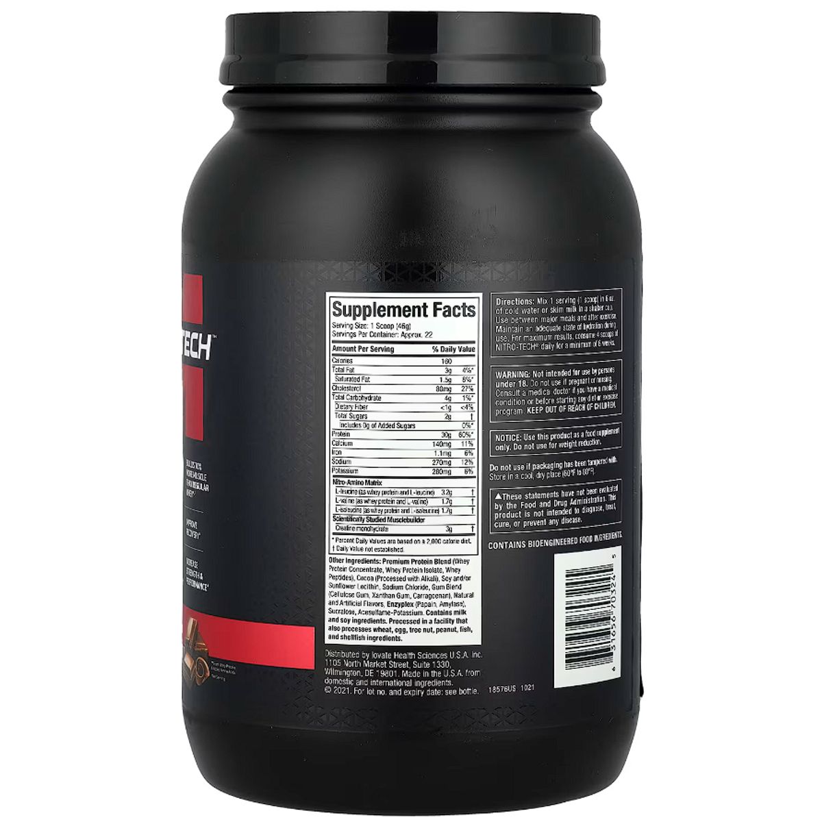 MUSCLETECH - Proteína con creatina Nitro-Tech Whey 2libras Chocolate