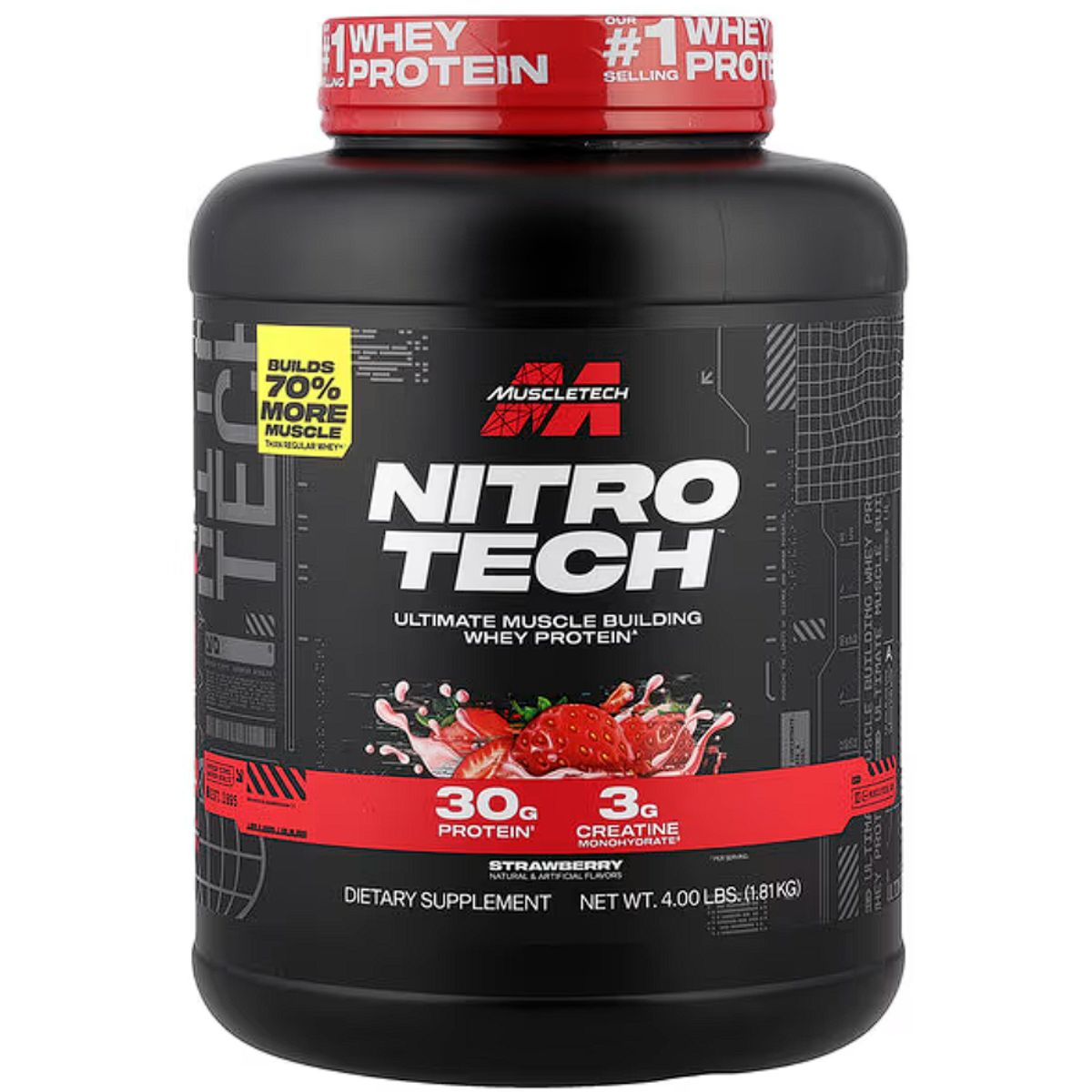 MUSCLETECH - Proteína Nitro-Tech Whey de 4lb de Muscletech Fresa