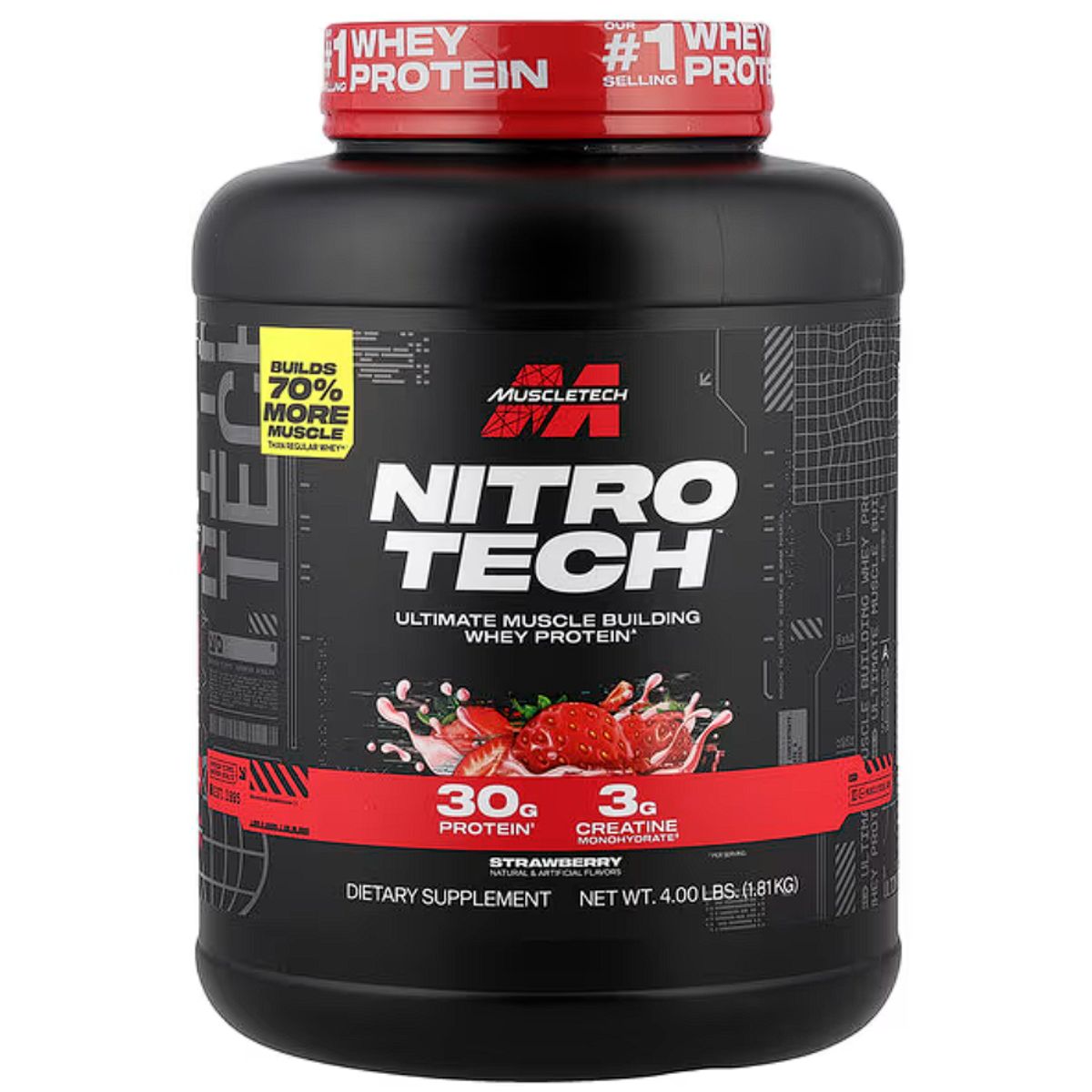 MUSCLETECH - Proteína Nitro-Tech Whey de 4lb de Muscletech Fresa