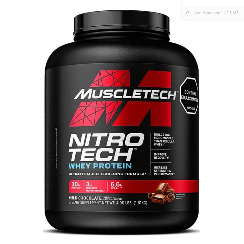 MUSCLETECH - Proteína Nitro-Tech Whey de 4lb de Muscletech Chocolate