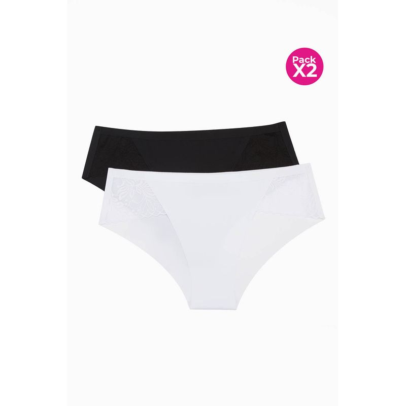 LILI PINK - Hipster con detalle en encaje paquete x2 en microfibra