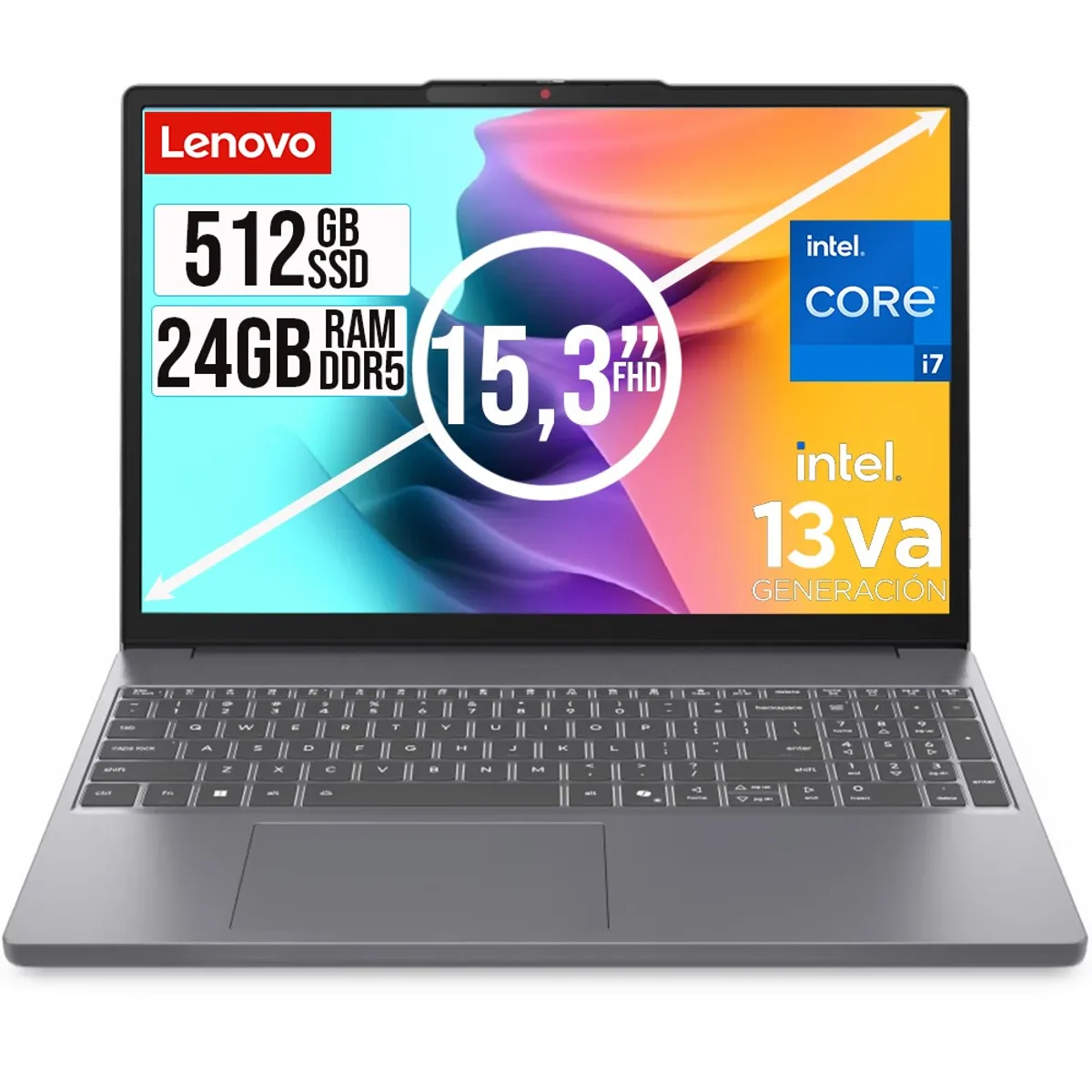 LENOVO - PORTATIL LENOVO SLIM INTEL CORE I7 13620H SSD 512GB RAM 24GB DDR5 15,3 WUXGA