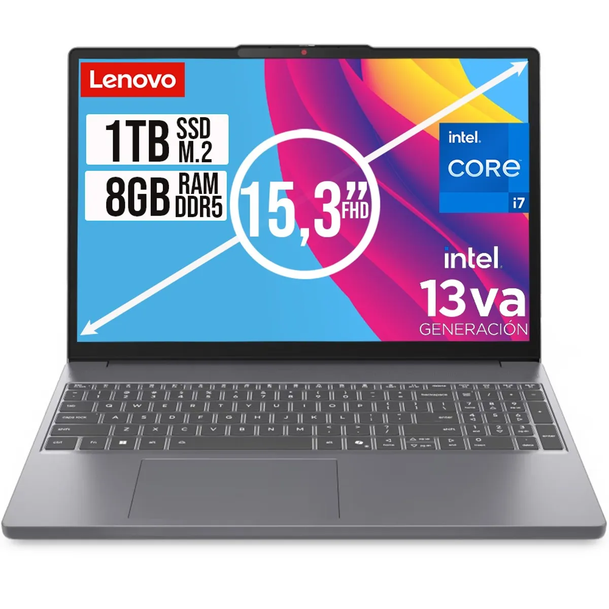 LENOVO - PORTATIL LENOVO SLIM INTEL CORE I7 13620H SSD 1TB RAM 8GB DDR5 15,3 WUXGA
