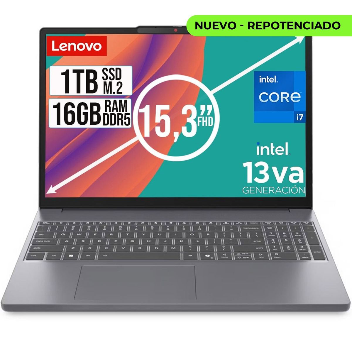 LENOVO - PORTATIL LENOVO SLIM INTEL CORE I7 13620H SSD 1TB RAM 16GB DDR5 15,3 WUXGA