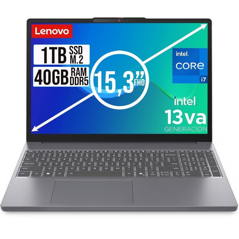 LENOVO - PORTATIL LENOVO SLIM INTEL CORE I7 13620H SSD 1TB RAM 40GB DDR5 15,3 WUXGA