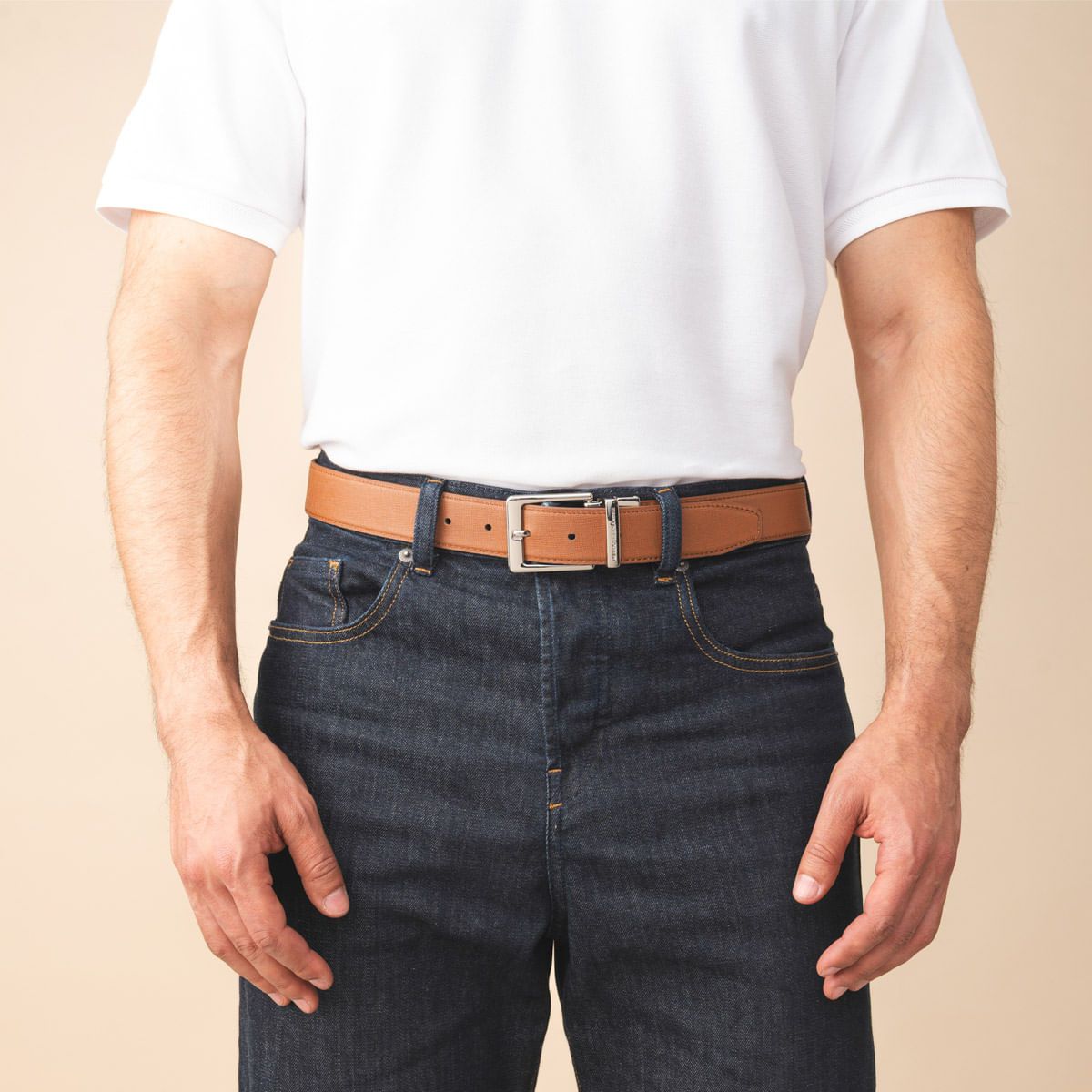 MARIO HERNANDEZ - Cinturón Casual Berlin Indigo Caramelo