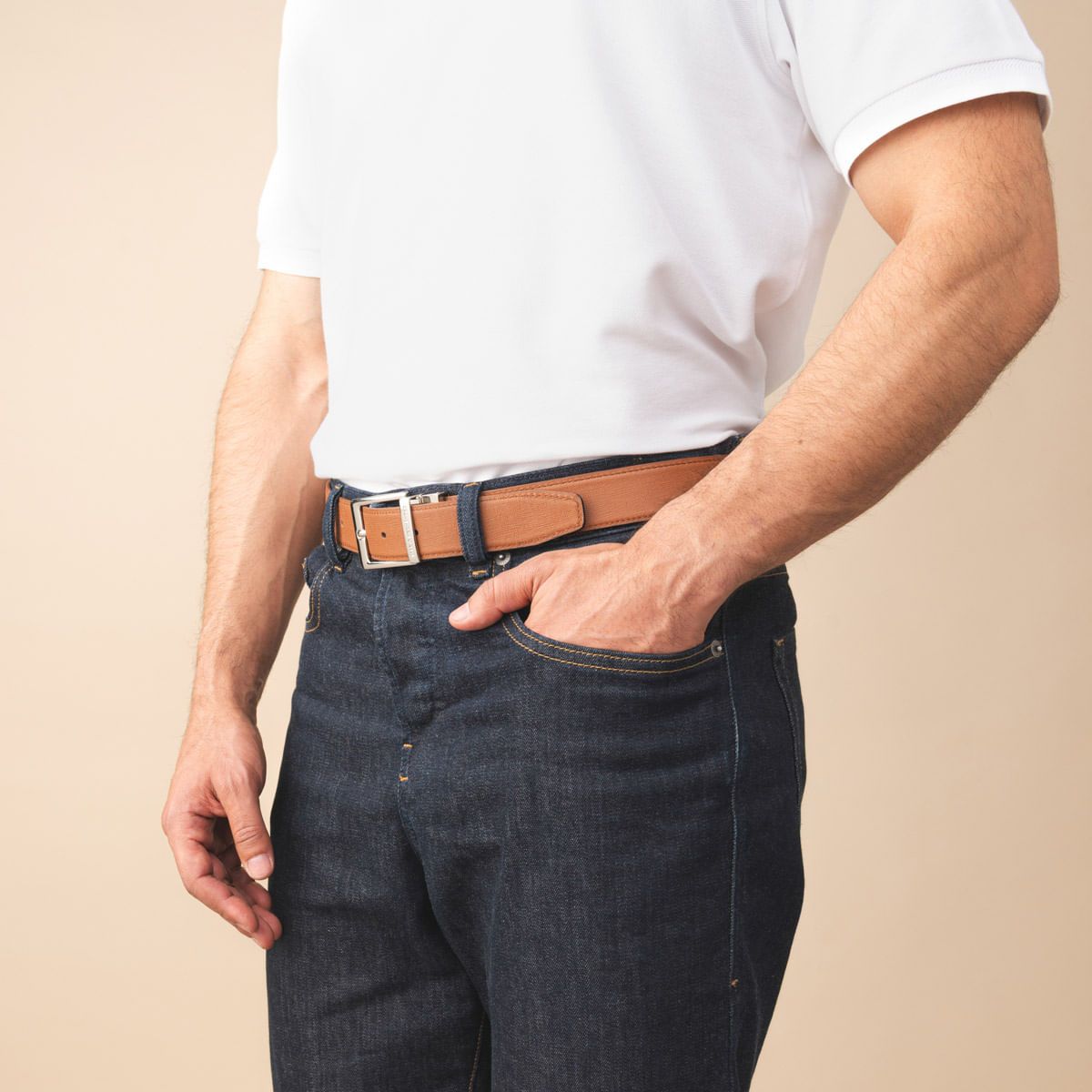 MARIO HERNANDEZ - Cinturón Casual Berlin Indigo Caramelo