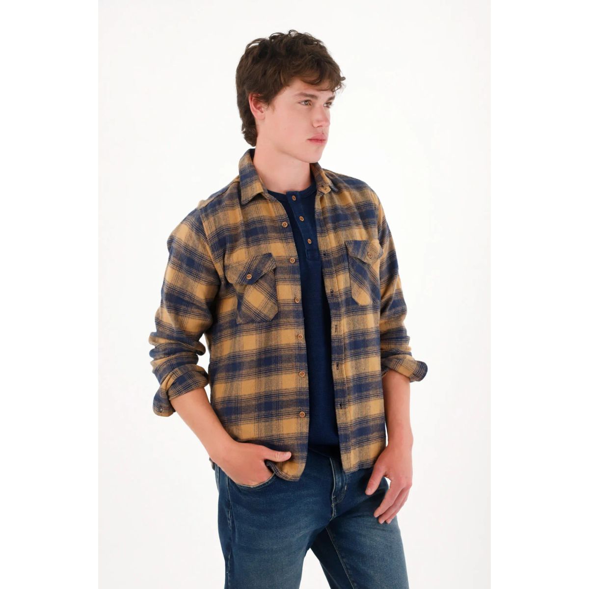 TENNIS - Camisa manga larga con diseño a cuadros multicolor para hombre