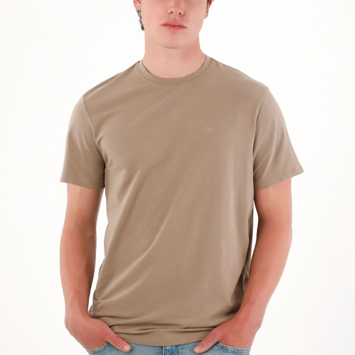 TENNIS - Camiseta básica con mini print café para hombre