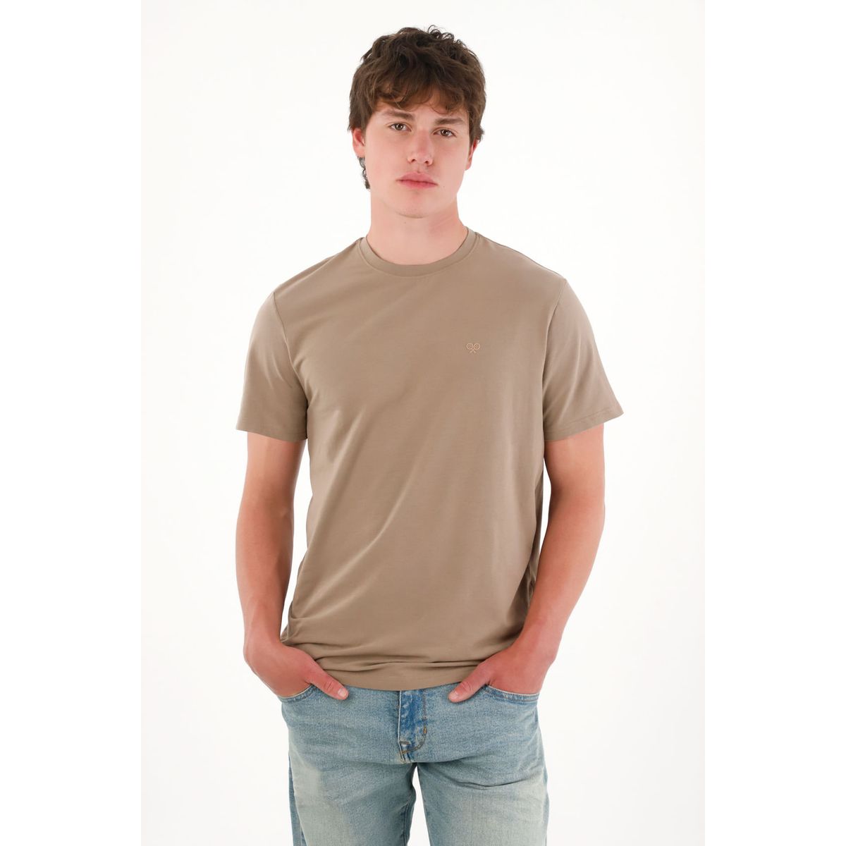 TENNIS - Camiseta básica con mini print café para hombre