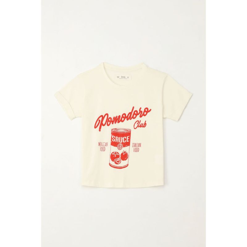 TENNIS - Camiseta básica estampada crudo para niña