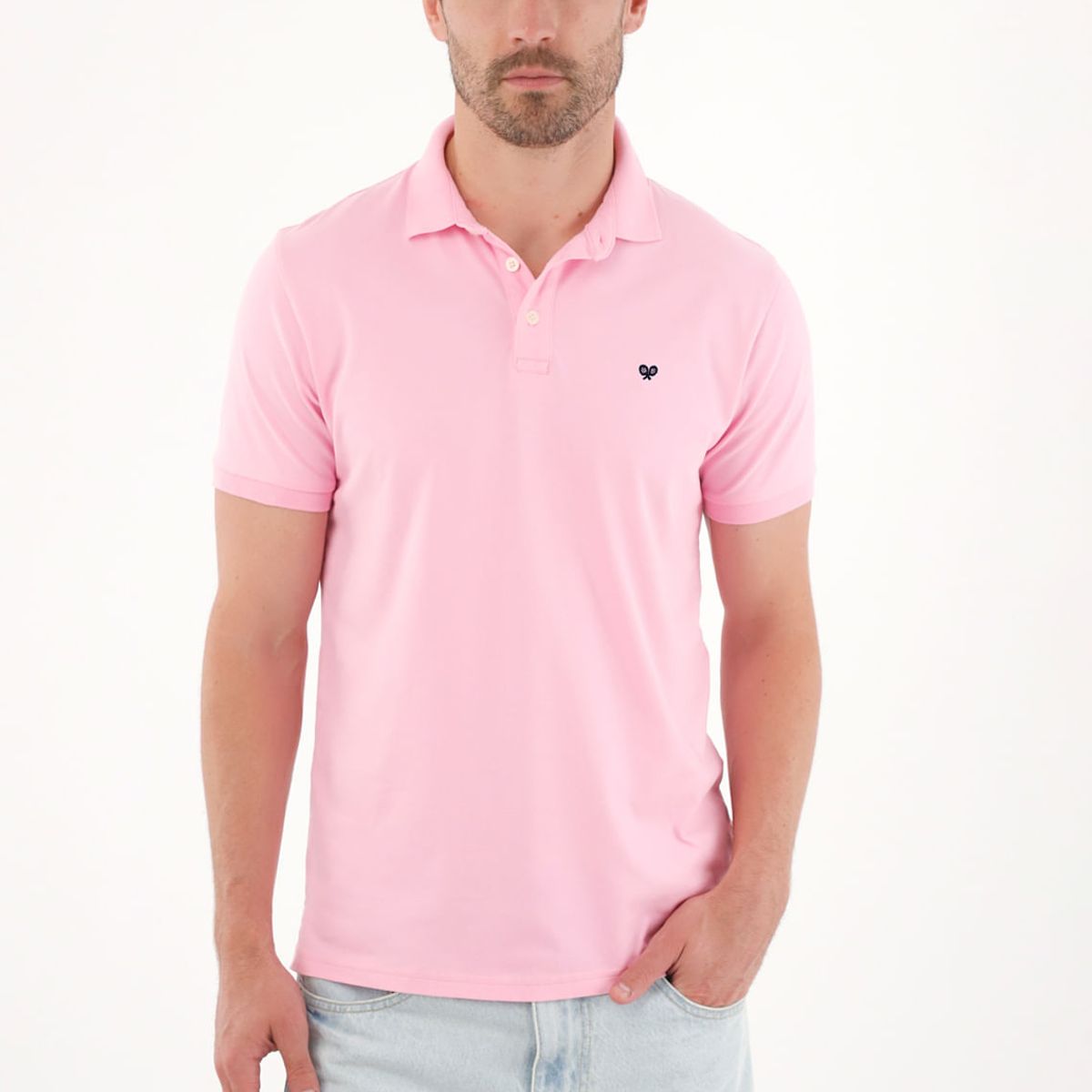 TENNIS - Polo en tela piqué licra rosada para hombre