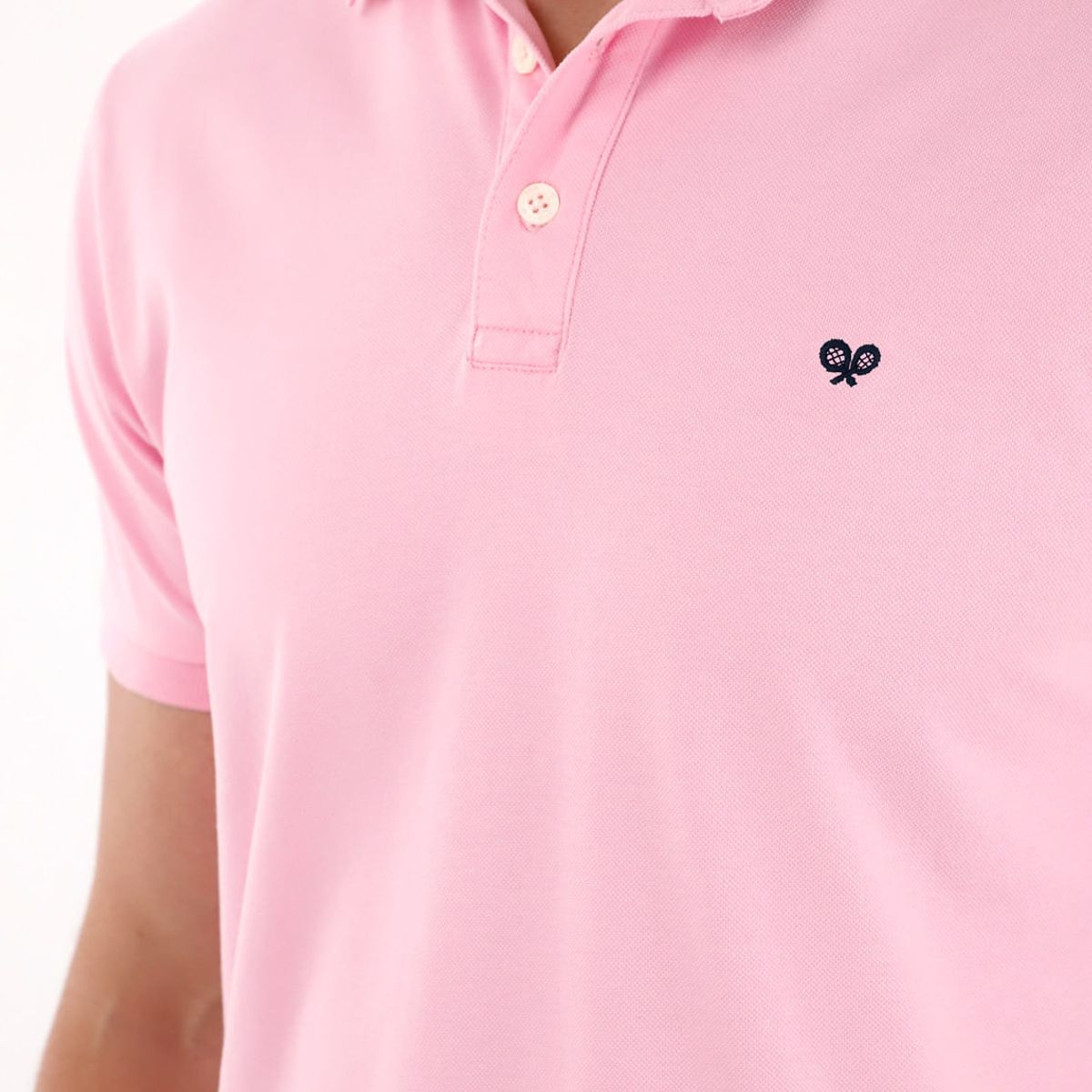TENNIS - Polo en tela piqué licra rosada para hombre
