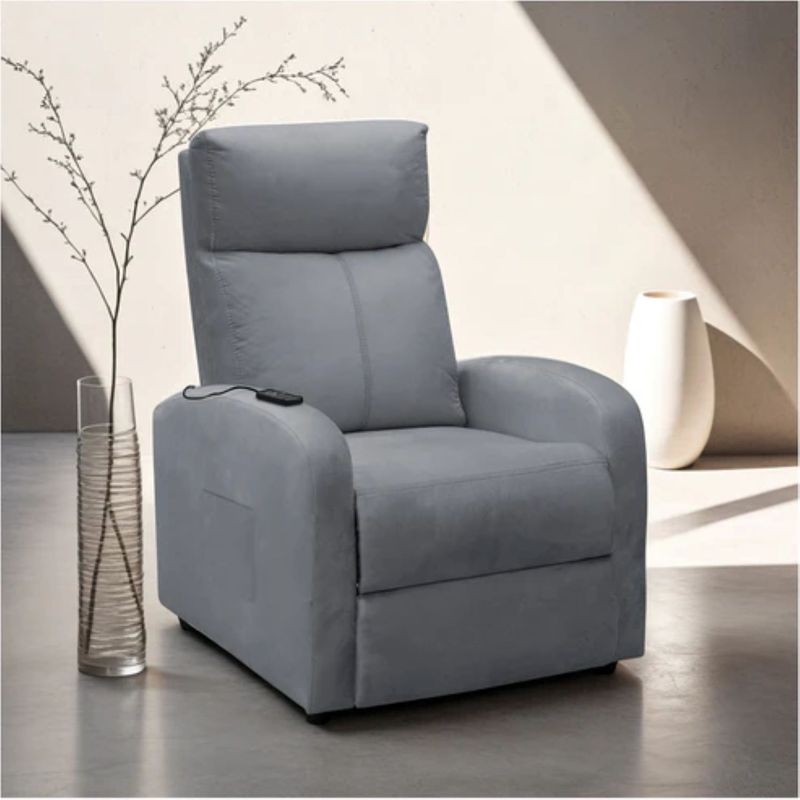 ELITE LIVING - SILLA RECLINABLE ESTATICA DALY CON MASAJE  1 PUESTO TELA PLOMO