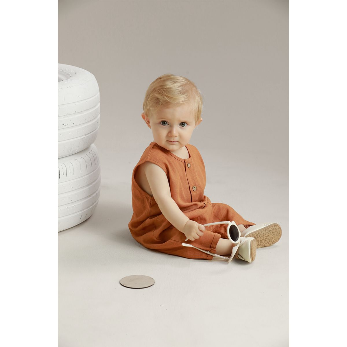 BABY SAMUU - Enterizo Lino Natural con Botones - Gael