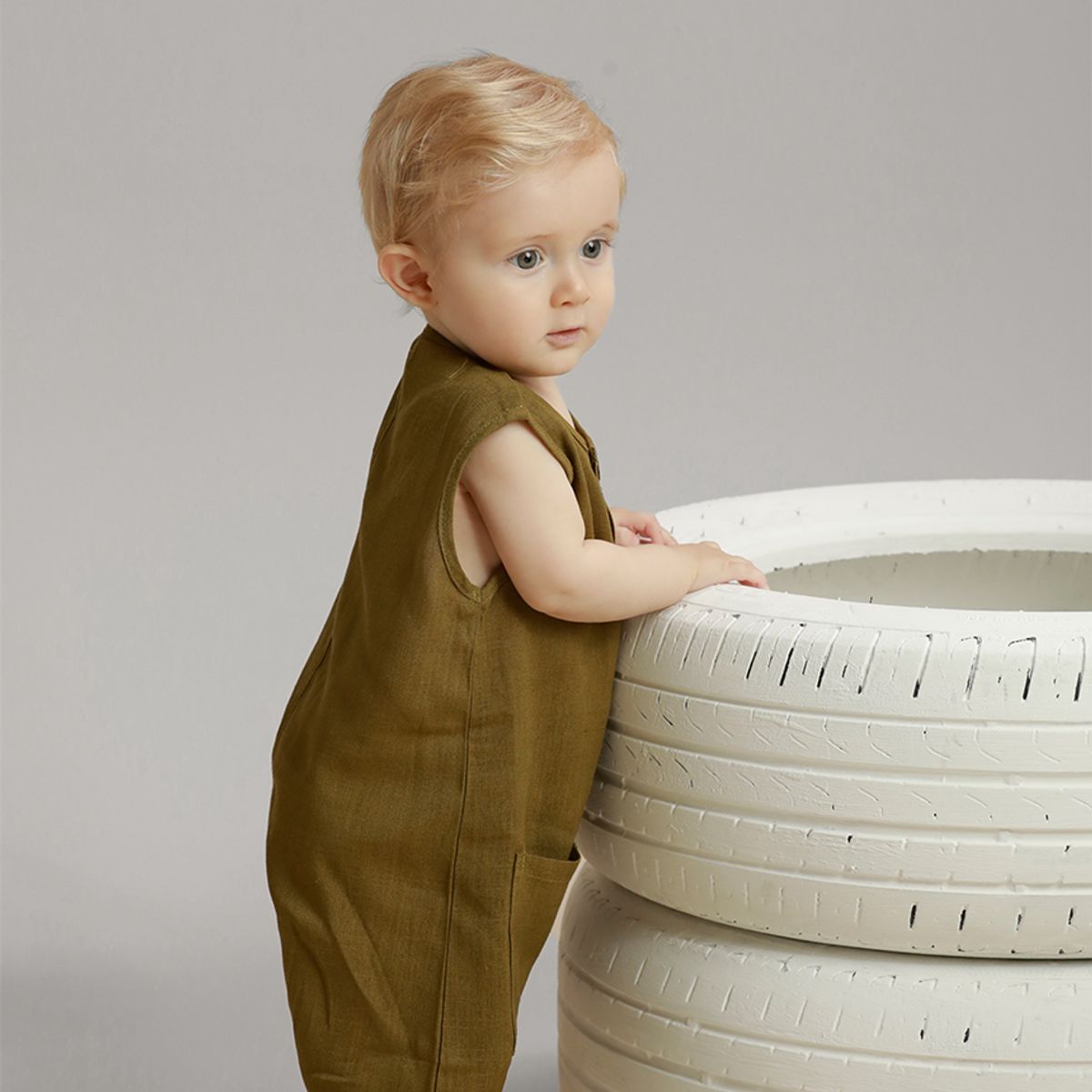 BABY SAMUU - Enterizo Lino Natural con Botones - Gael