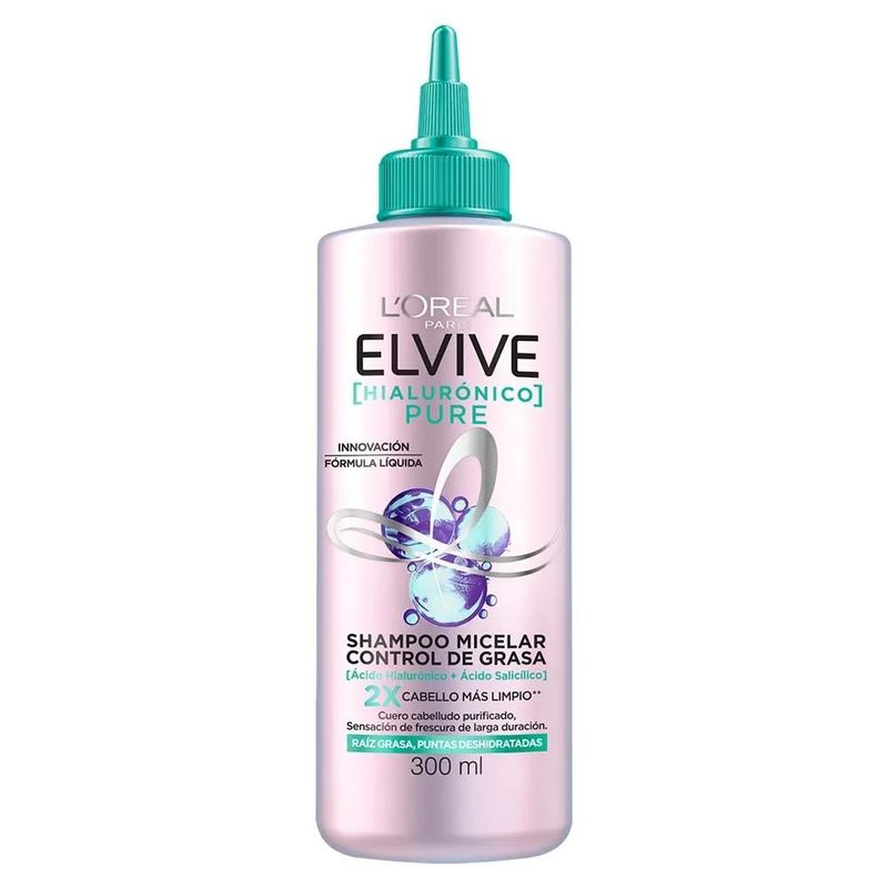 LOREAL PARIS - Shampoo Micelar Hialuronico Pure Loreal Elvive 300ML
