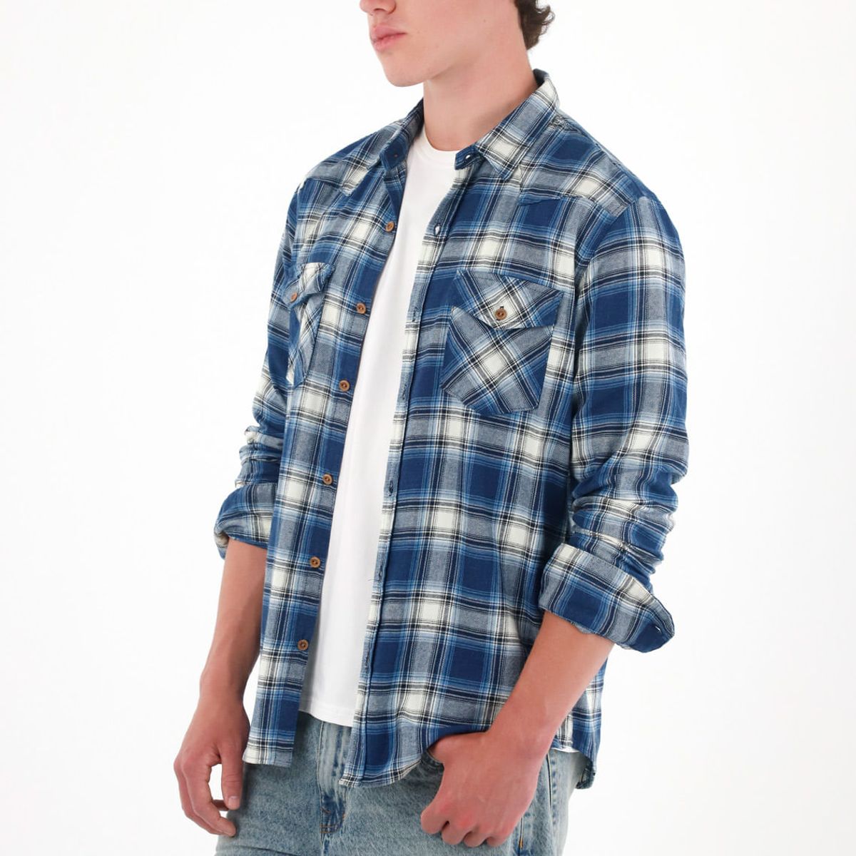 TENNIS - Camisa manga larga con diseño a cuadros para hombre