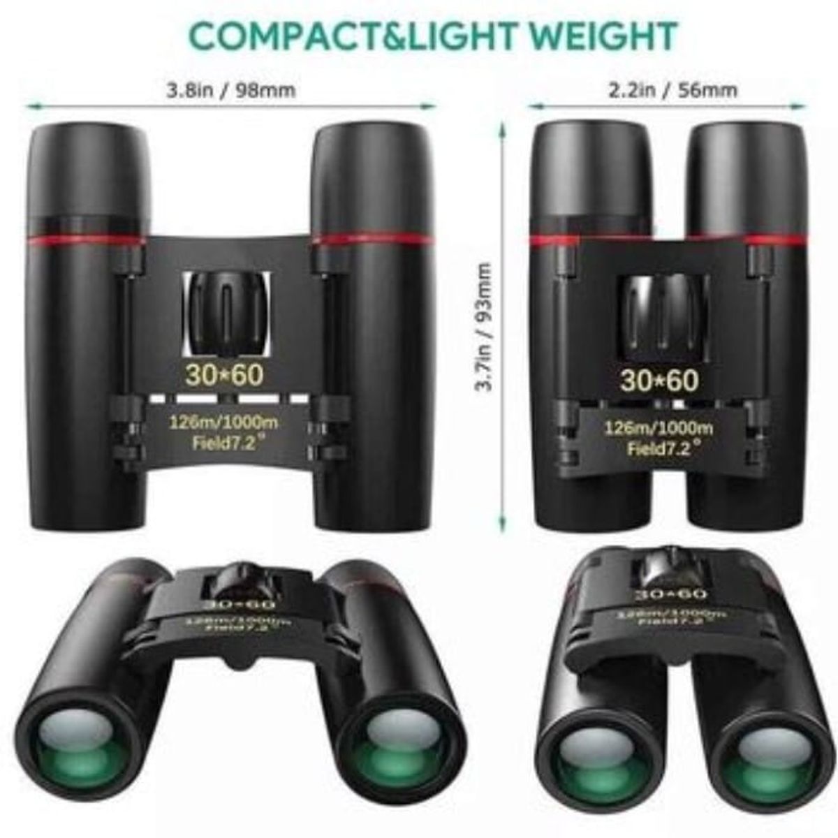 GENERICO - Binoculares 30x60 + Estuche - Alcance 126M x 1000M