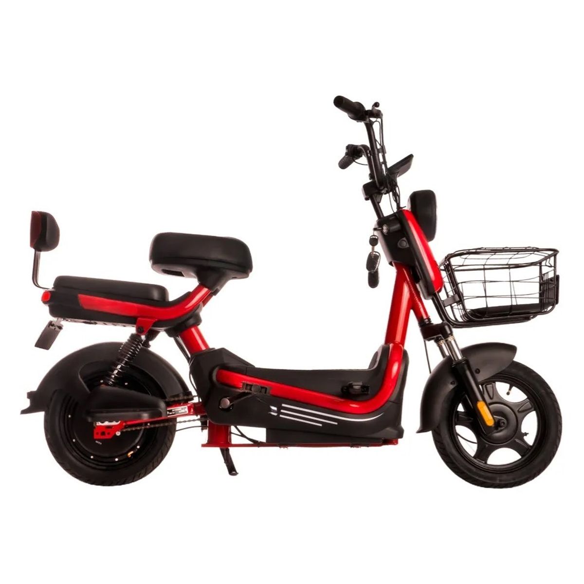 ZHOPI CO - Bicicleta Electrica Roja 600 W Amortiguación