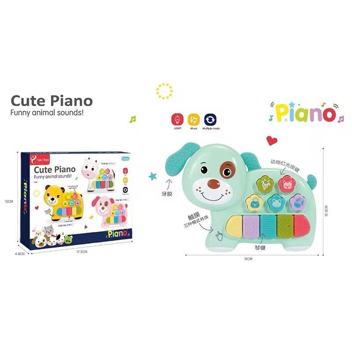 GENERICO - Piano Mini Perrito Musical Infantil Verde Menta con Sonidos