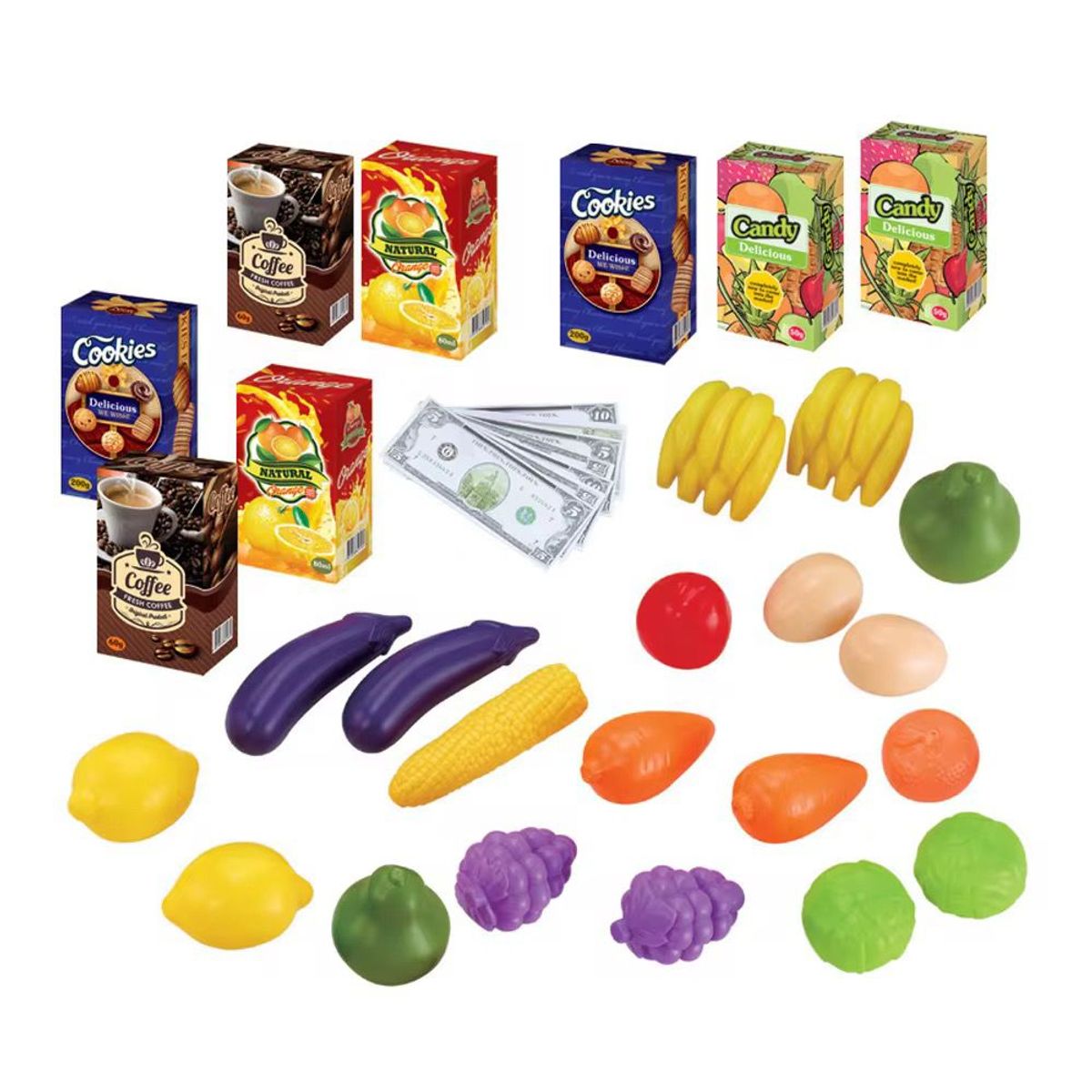 GENERICO - Carro De Mercado Musical Con Luces Y 28 Accesorios Azul